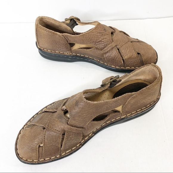 BORN Brown Leather Woven Sandals Size 7.5 - Picture 6 of 13